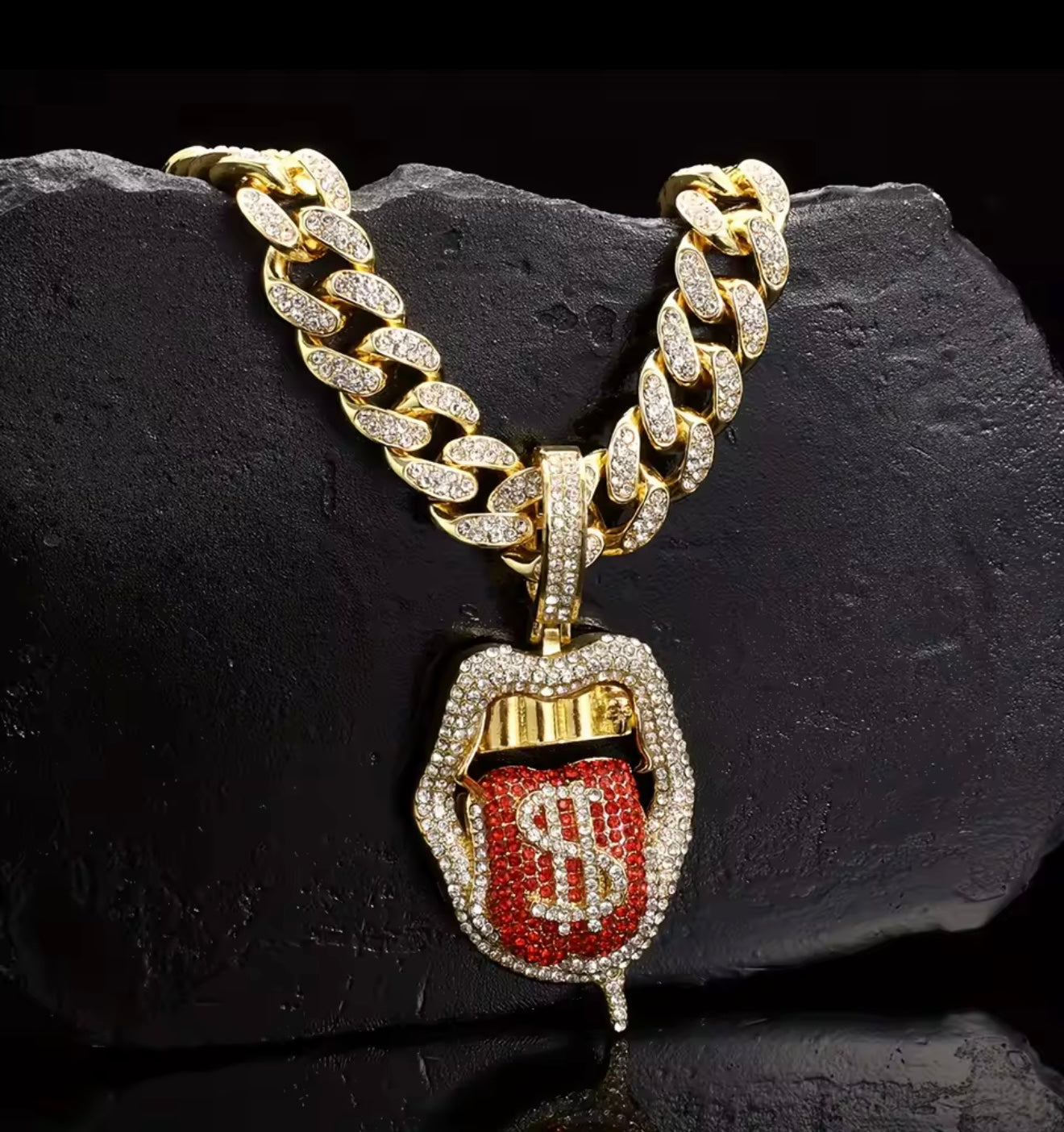 Porshay Iced Dollar Drip Chain