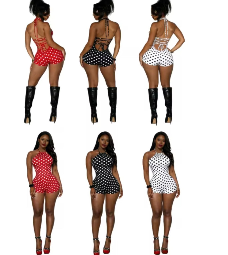 Porshay Luxe Polka Dot Bodycon Romper