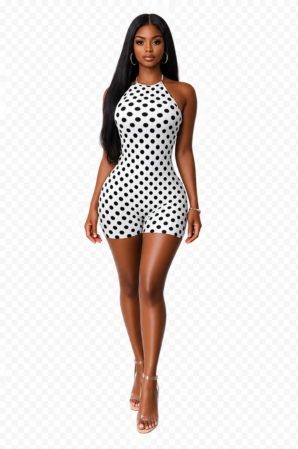 Porshay Luxe Polka Dot Bodycon Romper