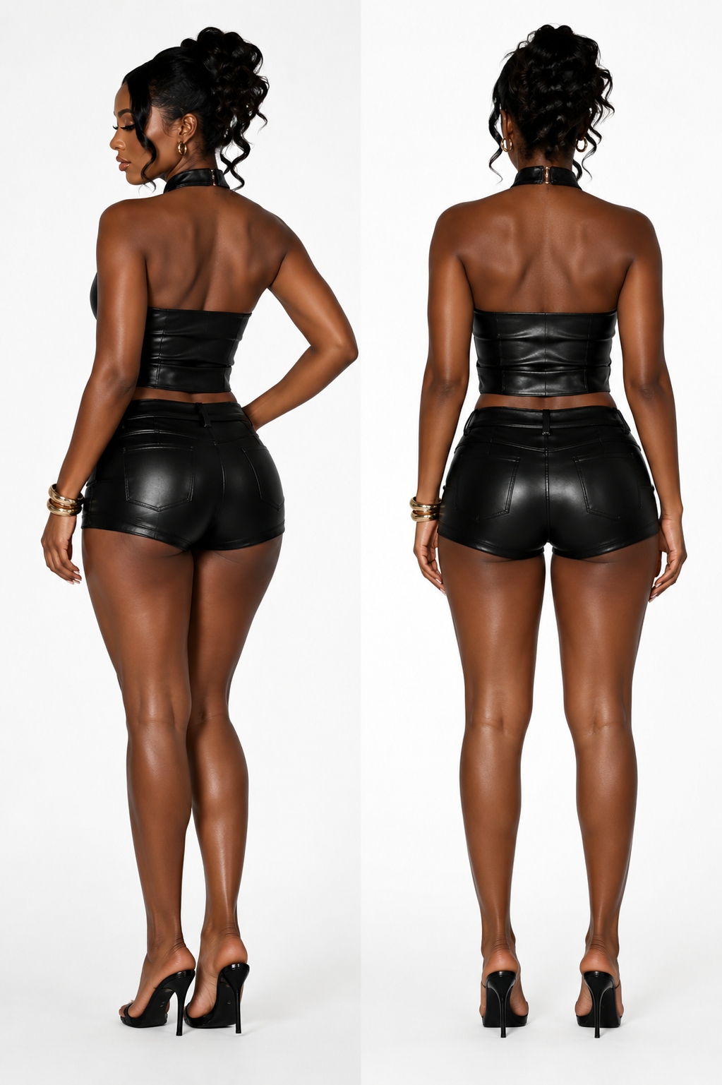⚫️Bossed Up Faux Leather Short Set