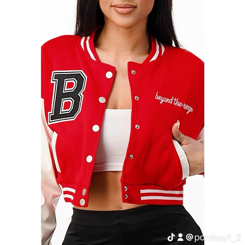 Pu Letterman Jacket
